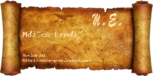 Mács Ernő névjegykártya